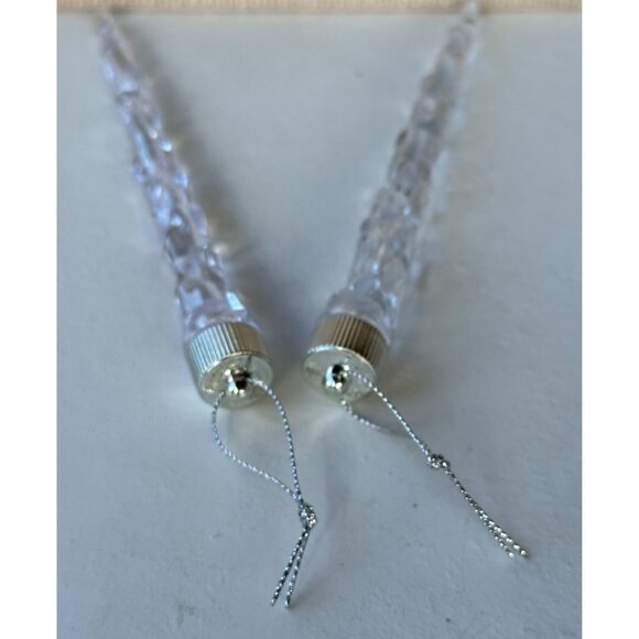 Set of 2 Clear Icicle Tree Ornaments Plastic 6.5 In. Tall (READ-NOT TESTED) - Picture 4 of 5